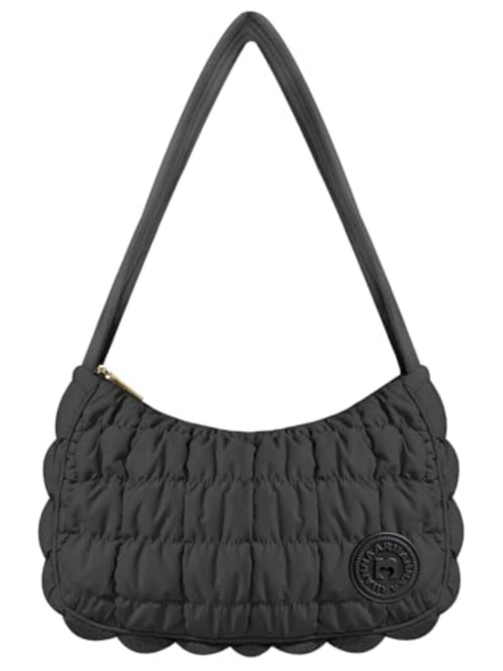 Quilted Puffer Hobo Bag Lightweight Nylon Shoulder Handbag Crescent Tote